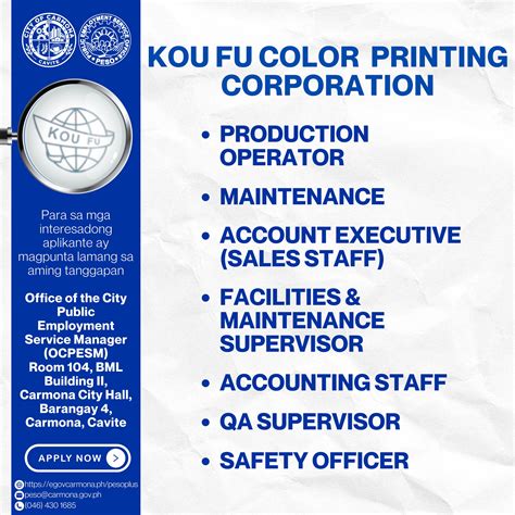 peso cavite job hiring|PESO City of Carmona .